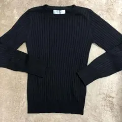 URBAN RESEARCH 黒 リブ編み 長袖トップス　カットソー