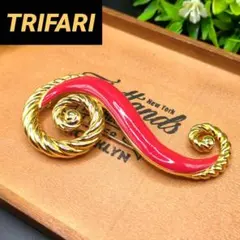 TRIFARI トリファリ ヴィンテージ ブローチ ゴールド レッド スパイラル