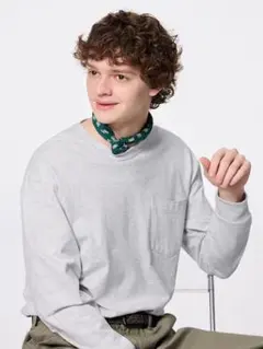 GU　ヘビーウェイトクルーネックT　ライトグレー　L　古着