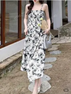 SHEIN ホワイト花柄キャミワンピース S