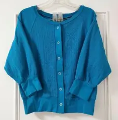 カーディガン　ブルー　コットン　グリーンレーベルリラクシング