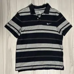 NIKE 半袖ポロシャツ スウォッシュ刺繍ロゴ　ランダムボーダー
