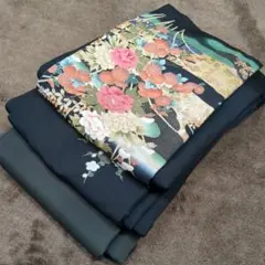 た*ぃ様 3928 黒留袖着物まとめ売り3着！リメイク•お稽古用など☆