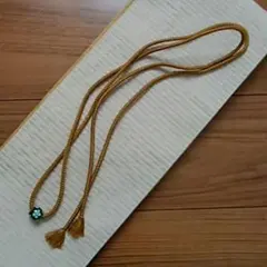 【美品】飾り紐　金茶　花