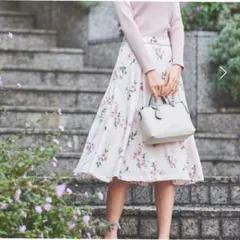 LAISSE PASSE レッセパッセ フラワー膝丈フレアスカート