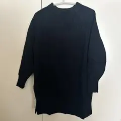 PLST ブラック リブ編みセーター Sサイズ