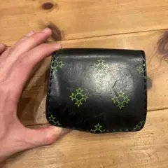 オジャガデザインレザー 二つ折り財布 黒/緑のサムネイル