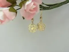 10金】K10PG 薔薇バラ ローズモチーフ ピアス スタッドタイプ 刻印入り 【10金】K10PG 薔薇バラ ローズモチーフ ピアス スタッドタイプ 刻印入り