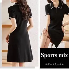 ビーエヌワン セレクト✨ポロシャツ ワンピース ハーフジップ カノコ 半袖