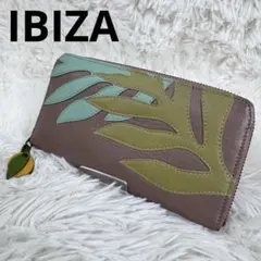 【極美品】IBIZA イビザ 長財布 ラウンドファスナー レザー リーフモチーフのサムネイル