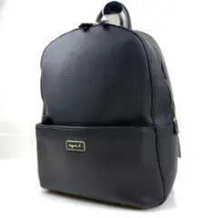 agnes b. アニエスベー リュック オールレザー シボ革 ゴールド金具 黒のサムネイル