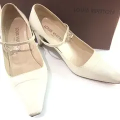 ルイヴィトン パンプス 35 約23.5㎝ レザー ベージュ ストラップ ヒール