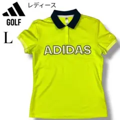 adidas ゴルフポロシャツ L ライムグリーン 半袖 ロゴのサムネイル