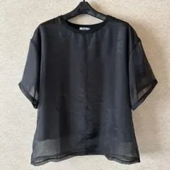 GeeRA ブラック シフォン 半袖トップスのサムネイル