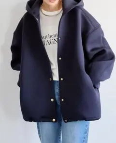 ネイビー ダンボールフーディーブルゾン