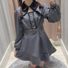 evelyn ベロア襟ロンパース