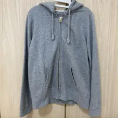 GU フード付き　スウェットパーカー　フルジップ　Lサイズ　グレー