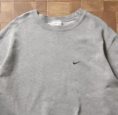 90s USA製 ナイキ スウェット ソロスウッシュ 刺繍ロゴ ライトグレー M