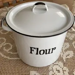 NO.2アンティーク ホーロー製 Flour ロゴキャニスター 蓋付のサムネイル