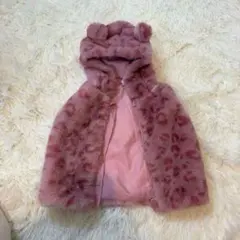 h&m ファー レオパード柄　ベスト　もこもこ ファーベスト