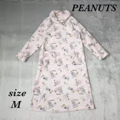 ピーナッツ (M) スヌーピー柄 総柄 ボア フリース ワンピース 着る毛布