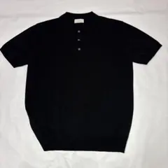 【新品未使用】LAINE ニットポロシャツ 半袖 黒 M 韓国ブランド