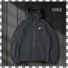 667/NIKEナイキ スウッシュワンポイント刺繍ロゴ パーカーフルジップM