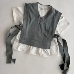 キッズ　Tシャツ ベスト　2点セット　110 Tシャツ 裾フリル　ミントグリーン