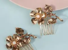 金属製花モチーフヘアクリップ6個セット