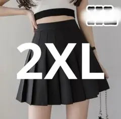 レディース プリーツスカート 大きいサイズ 2XL インナーパンツ付き ミニ 黒