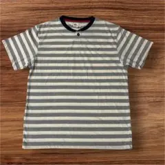 EDWINボーダー半袖Tシャツ ヘンリーネック ワンポイント刺繍