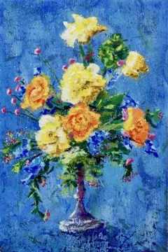 原画 花 静物画 絵画 アクリル画 現代アート 細密画 手描き 一点物