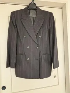 レディース　ダークグレー ストライプ テーラードジャケット サイズ9