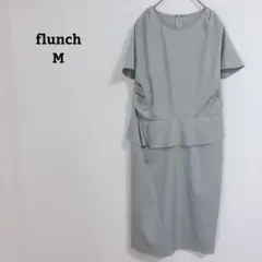 flunch　ワンピース　ミモレ丈　半袖　切替　タイト　ストレッチ　薄手　Ｍ