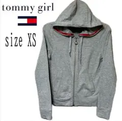 Tommy girl フードポケット付き ジップパーカー XSサイズ 女性グレー