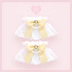 お袖留め　パール　地雷　量産型　ハート　ゴスロリ　甘ロリ　ロリータ　黄色　白