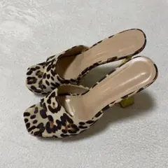 ヒョウ柄オープントゥハイヒール