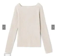 GRL スクエアネックリブニットトップス　Мサイズ　アイボリー