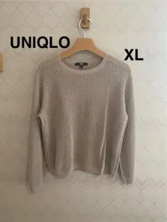 【美品】UNIQLO グレージュ　メッシュニット セーター