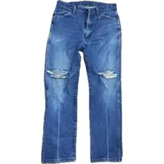 【古着】Wrangler 13MWZ 34×32 ライトブルー デニムダメージ有