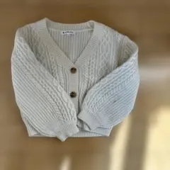 美品。アイボリー ケーブル編み カーディガン 110センチ。120センチ