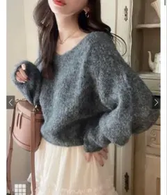 前後2Wayモヘヤタッチニットショート丈トップス[mb1569]