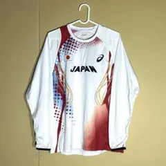 （Y）アシックス 陸上 日本代表 JAPAN ロングスリーブシャツ L ホワイト
