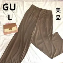 【GU】L 美品 カジュアルパンツ ブラウン 伸縮性 ウエストゴム 大きいサイズ