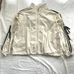 Samansa Mos2 シャカシャカ ナイロンブルゾン フリル ラインリボン