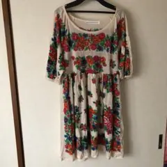 ジェーンマープル バラ柄 花柄ワンピース m