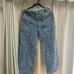 GU ライトブルーデニムワイドパンツ