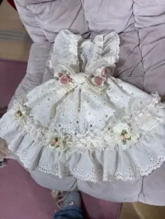 ローズ刺繍犬服ハンドメイドワンピース