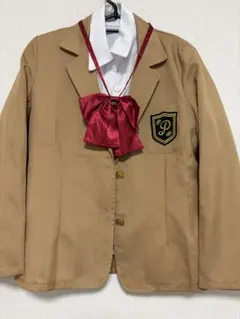 制服コスプレ衣装 ベージュジャケット チェック柄スカート