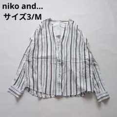 niko and... ストライプ柄 シャツ ブラウス　スキッパーネック　Мのサムネイル